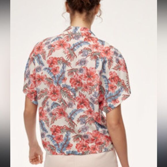 Aritzia Wilfred Free Hibiscus Print Aloha Shirt small - Picture 3 of 6